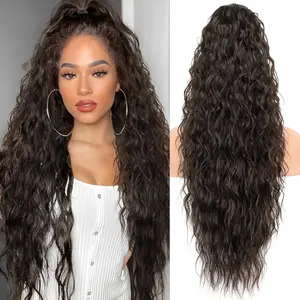 NOKOARI Women's 30-In Soft Wavy Curly Synthetic Ponytail Extension - Claw Clip Hairpiece for Daily, Outdoor Wear, Natural Fluffy Ponytail