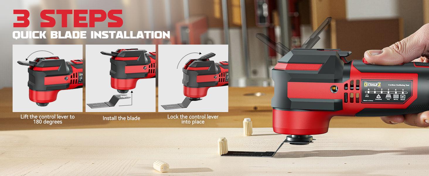 Cordless Oscillating Tool Compatible with Milwaukee 18V Battery (NO BATTERY!!), 6 Variable Speed Brushless-Motor, multi tool kit for Cutting Wood Nails Remove Grout & Sanding