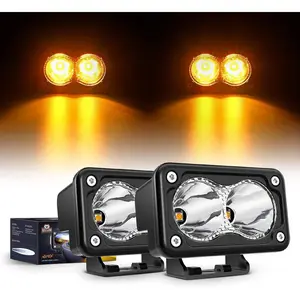 Nilight 3Inch Amber Beam Flush Mount LED Pods - 2PCS 10W High Intensity Super Spot Lamps with Built-in EMC, Multi-Vehicle Motorcycle LED Lights, Off Road Fog Penetration Accessories for SUV ATV Truck