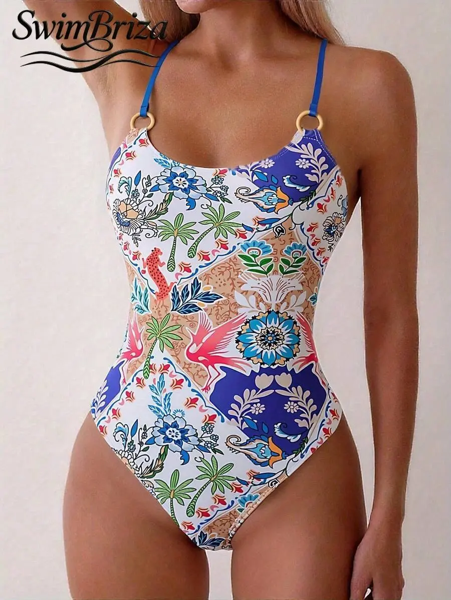 Briza｜One Piece Swimsuit For Women With Strappy Floral Print As One Piece Bathing Suit, Vacation Swimwear For Women With Bathing Suit Fancy Vibes, Bathing Suit Women Love, Bathing Suits For Women And Cute Swimsuits For Women For Confidence