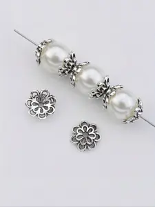 Mother's Day Gift 50pcs Double Layer Flower Bead Caps, Hollow Filigree Bead End Caps, Versatile DIY Jewelry Spacers for Earrings, Pendants, Necklaces, Bracelets, Beads Charms Accessories, DIY Jewelry Making, Beading Accessories