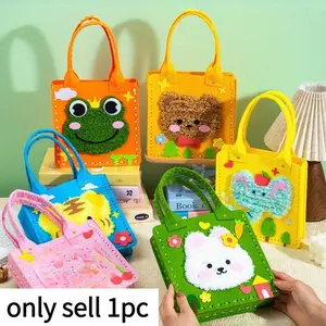 Animal Themed DIY Cross Stitch Bag Kit, Stress Relief Craft Gift, Beginner Friendly Knitting Art Set, Handmade Fabric Pouch Materials