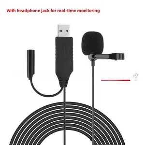 M15 USB Computer Microphone with Ear Return, Lapel Mic Mini Microphone for Live Streaming, Gaming, Recording, K-Singing