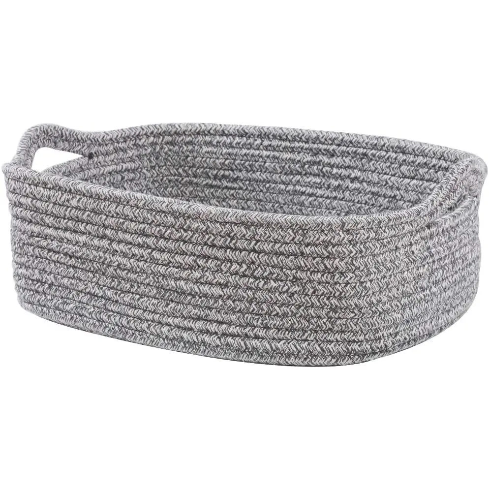 Woven Cotton Rope Storage Basket, Cube Changing Table Organizer for Closet Towels,   Bin, Small Dog Cat  Box, Gift Baskets empty (14.5"x 11"x 5") by