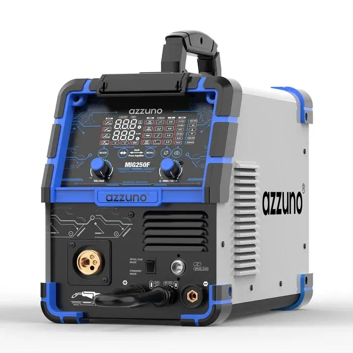 Azzuno Aluminum MIG Welder - 250A Power, 6-in-1, 110V/220V, LCD Screen, for DIY Home Projects & Home Users