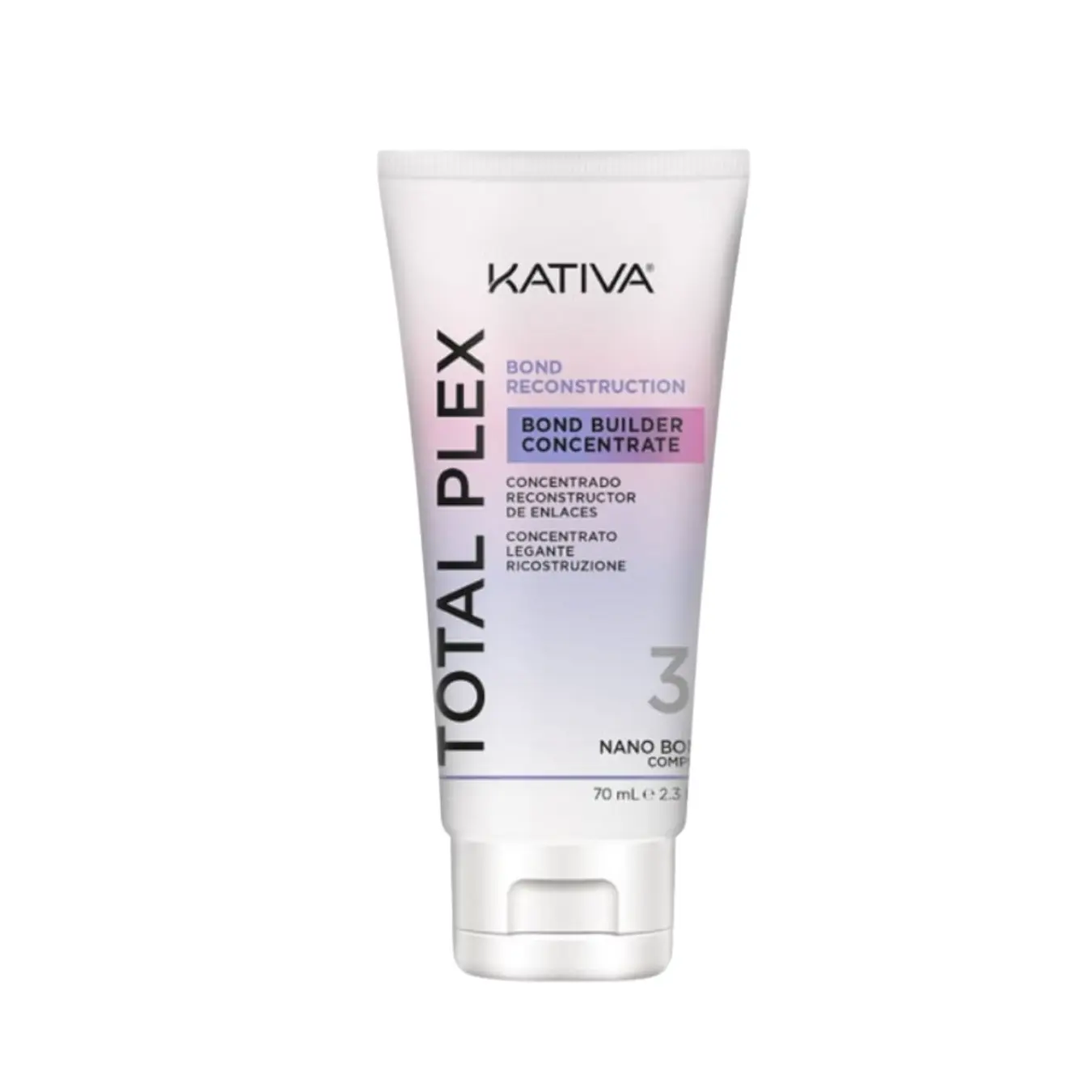 Kativa Total Plex Step 3 Bond Builder Concentrate, Intensive Leave-in Keratin Treatment for Deep Repair of Damaged and Chemically Treated Hair, 70ml