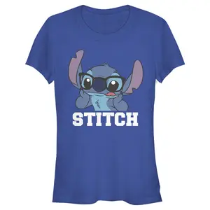 Junior's Lilo & Stitch With Silly Black Glasses, Reading Time T-Shirt
