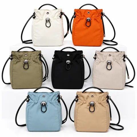 Women's Water-Resistant Nylon Crossbody Bag - Chic, Phone-Safe Mini, Travel-Light, Adjustable Strap, Drawstring, Synthetic Durable Fabric, Daily Casual Sports & Outdoor Use