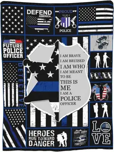 Police Officer Cop Blue Line American Flag Throw Blanket Home Decorative for Police Acad Cop Police Stuff for Men Husband