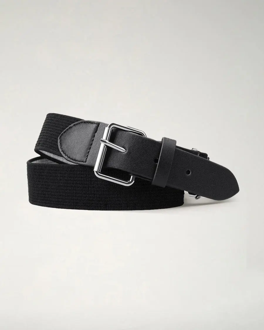 Elastic Waist Belts for Youth & Kids, Adjustable PU Leather Sports Belt for Baseball and Softball with Sliding Metal Buckle