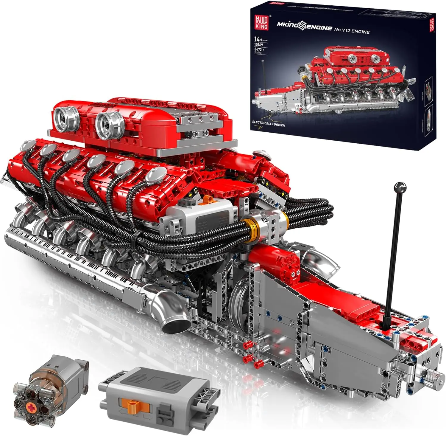 Mould King 10169 V12 Engine Model Kit - 12-Cylinder Petrol Car Toy, 3472 Pieces, for Teenagers' Creativity, Build Your Own Fun & Mechanical Understanding, Engineering Building Education