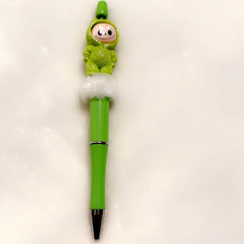 Cute Handmade Pen - Green with Character Design, Includes Decorative Element, Ideal for Personalization