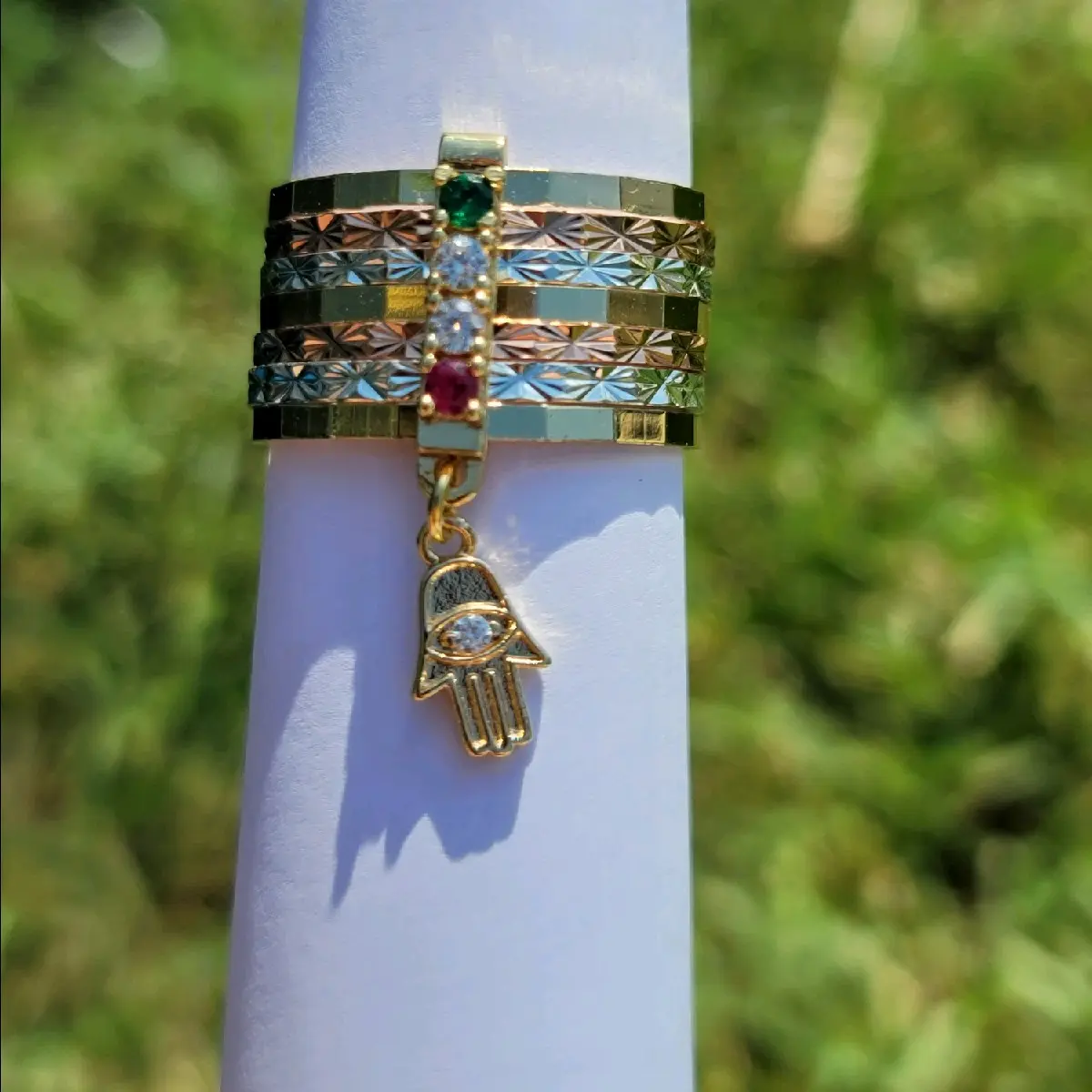Tricolor mano ring