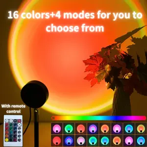 USB Sunset Projection Lamp LED Table Light with Remote Controller, Led Mood Light, Adjustable 16 Color Atmosphere Lamp for Photography Home Decor, Adjustable Led Lights
