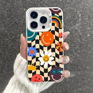 Creative Checkered Pattern Shockproof Phone Case for iPhone 11 12 13 14 15 16 17 Pro Max Plus Air Protecitved Cover Affordable Trendy Unique
