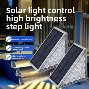 1-2P New Solar Step Lights with Motion Sensor & Light Control, Waterproof Outdoor Deck Lamp for Yard Garden Stair Wall Corner Decor,SolarStepLight ,MotionSensorLight,OutdoorSolarLight ,GardenLight ,StairLight,WaterproofLight ,YardDecor ,LightControlLamp