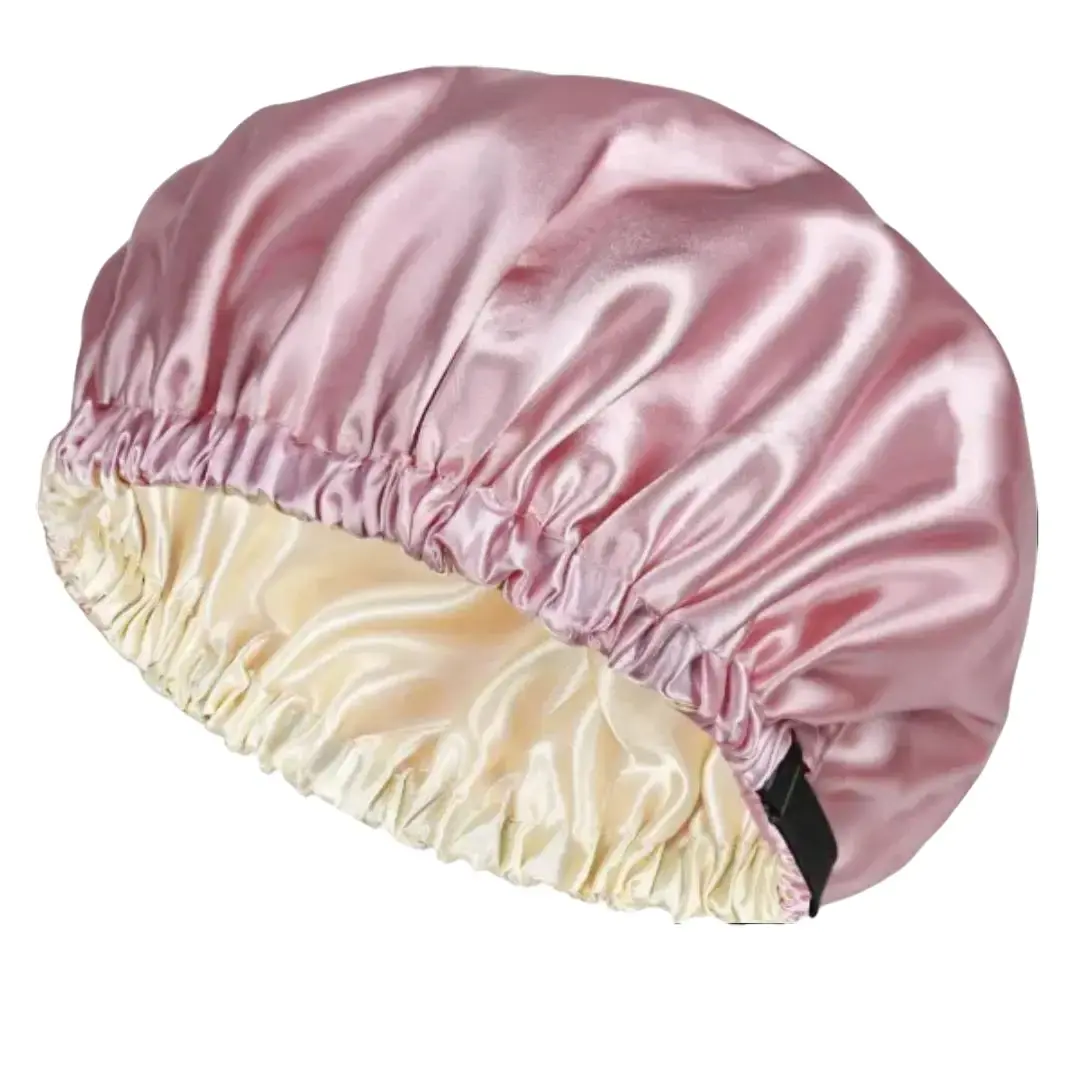 Silk Satin Hair Bonnet for Smooth Haircare, Double Layer Sleep Cap to Reduce Frizz, Adjustable Slouchy Beanie for Women with Natural & Curly Hair