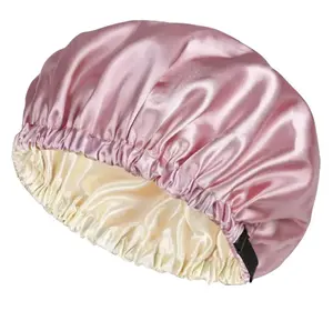 Satin Silk Hair Bonnet for Women Sleeping Slouchy Beanie Hat Satin silk bonnet Sleep Cap for Women's Natural & Curly Hair - Pink - Quality Material Double Layer Elastic Band Adjustable Design