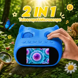 ASPOVEN Two-In-One Kids Telescope&Microscope 3M-1000M Distance Telescope 1000X Magnification 4K Microscope Manual focus Type-C Powered STEM Device for 3-12 Years Boys Girls  #SummerVibes