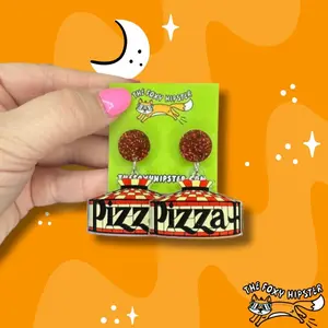 Pizza Chandelier Light 90s Dangle Earrings