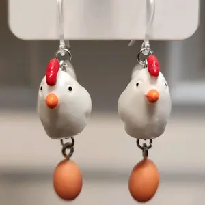 Chickens w/ Eggs - Dangle Earrings