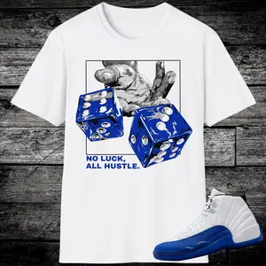 Retro Blueberry-Inspired Sneaker Style Tee, Royal Blue & White Graphic T-Shirt, Streetwear Matching Outfit Top