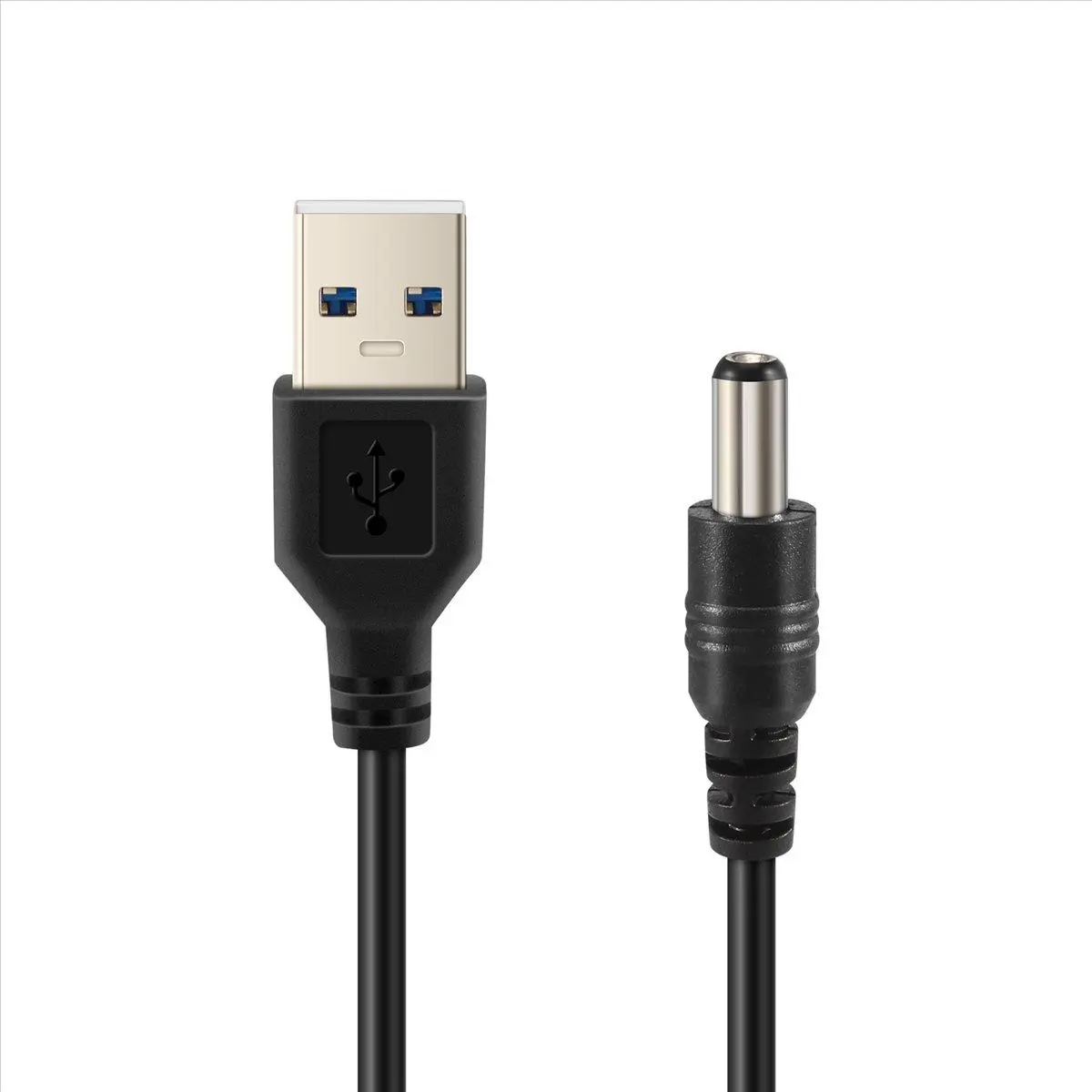 5V Output Rubber Coated DC Barrel Jack USB Charging Cable Charger - 5.5mm/2.1mm Connector Plug, 102cm Black Power Adapter for Household & Commercial Appliances, Works with Any Device