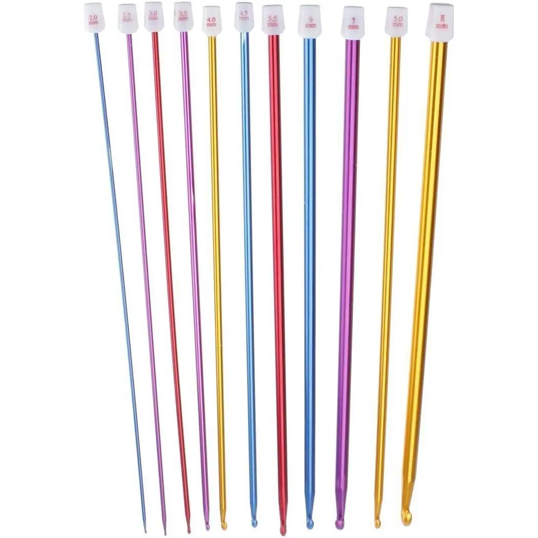 Crochet Hooks 11 Pack Diverse Size Assorted Color Tunisian Afghan  Knitting  Set (2mm to 8mm)