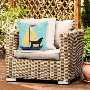 Lush Decor FRONTPORCH Indoor/Outdoor Handmade Pillow - Transitional Geometric Coastal Animal Camping (Sailing Dog) Lush Decor FRONTPORCH Indoor/Outdoor Handmade Pillow - Transitional Geometric Coastal Animal Camping (Sailing Dog)