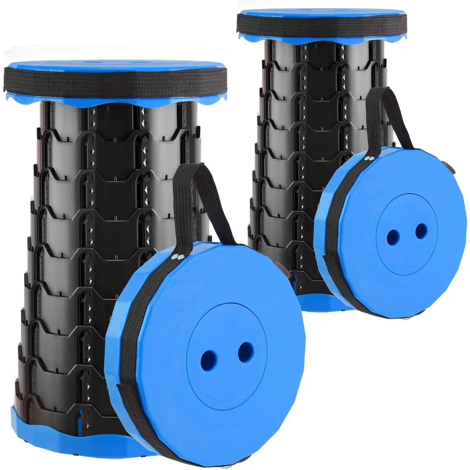 Upgraded Foldable Stool Thickened Set of 2, Portable Collapsible Stool Retractable Stool, Foldable Portable Collapsible Chair for Fishing, Hiking Tours, BBQ, Parties, Outdoor Activities (Blue)