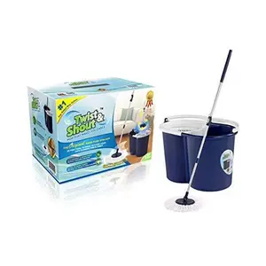 Twist and Shout Mop - Award Winning Original Hand Push Spin Mop - Life Time Warranty (2 Microfiber Mopheads Included)