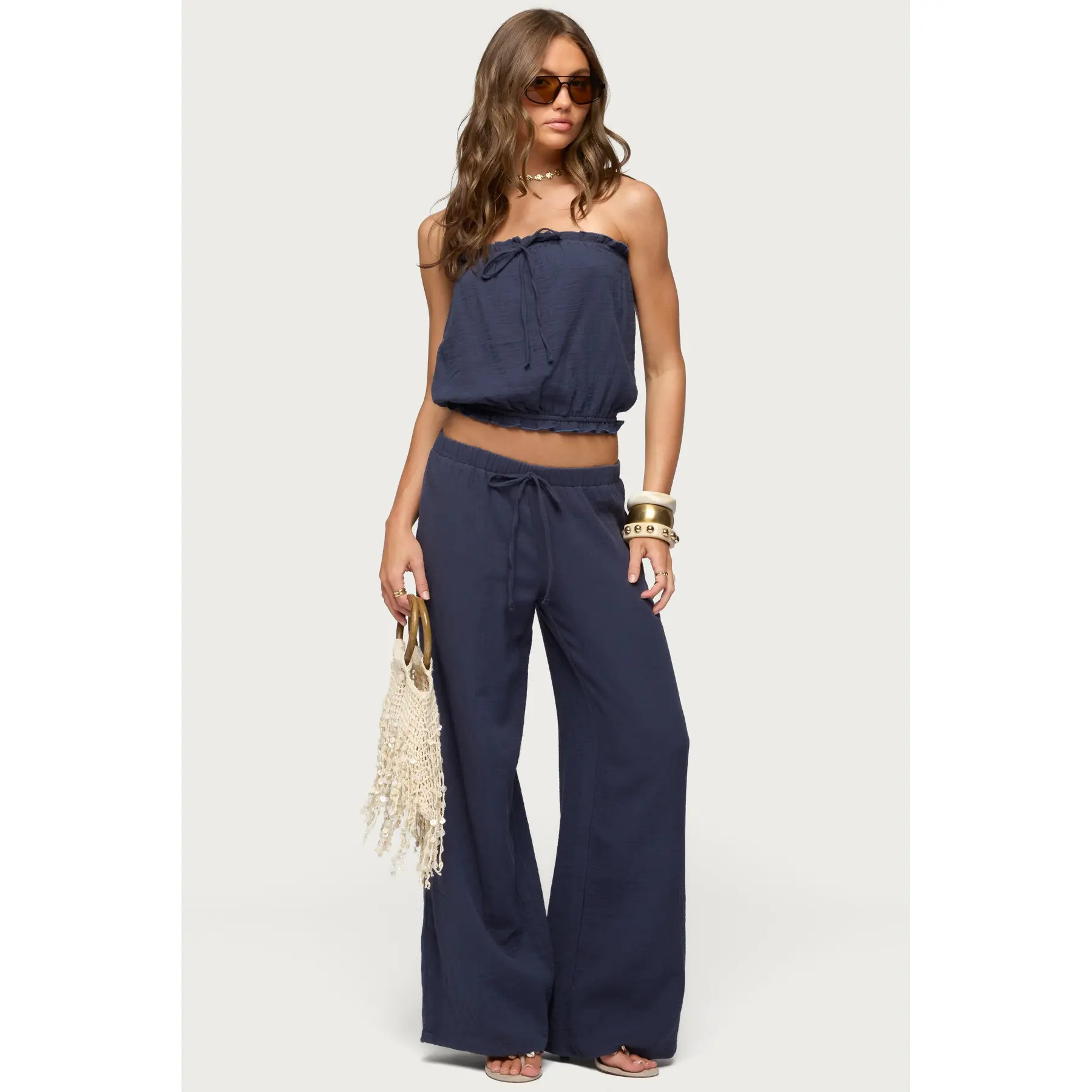 Viktoria Wide Leg Gauze Pants
