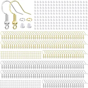 Hypoallergenic Earring Hooks, 600  Earring Making Supplies Kit with Earring Hooks, Jump Rings and Earring Backs for  Making (Sier and Gold)