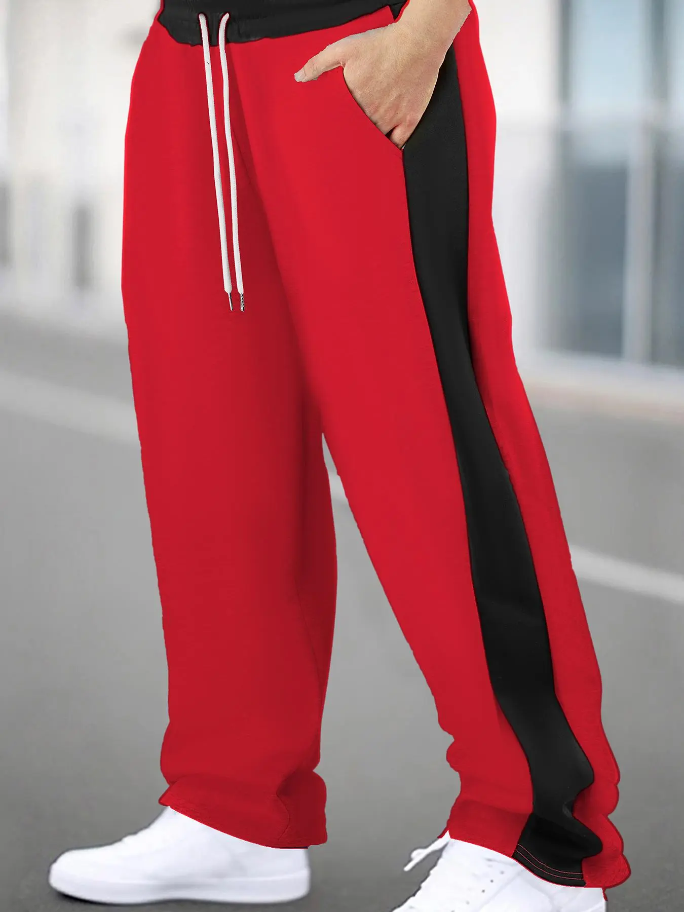 Men's Loose Side Stripe Drawstring Waist Sweatpants, Wide Leg Sweatpants, Casual Comfy Sporty Breathable Jogger Pants for Daily Wear, Men's Trousers for All Seasons, Athleisure Casual Bottoms, Athleisure Style Bottoms
