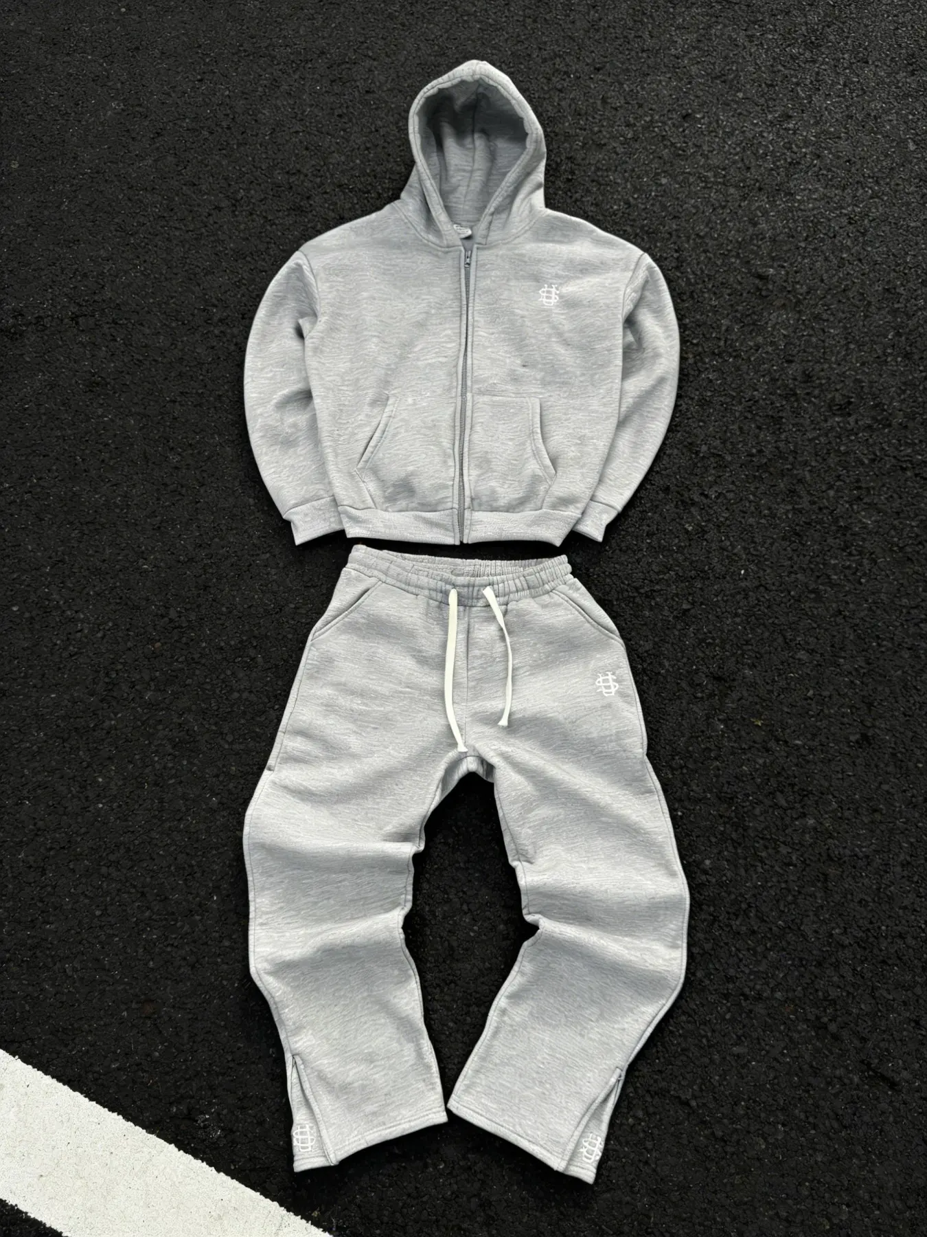 Vintage Y2K Streetwear Hip-Hop Zipper Design Loose Fit Sportswear Set, Casual Embroidered for Fall & Winter, Comfortable and Stylish, Casual Tracksuit