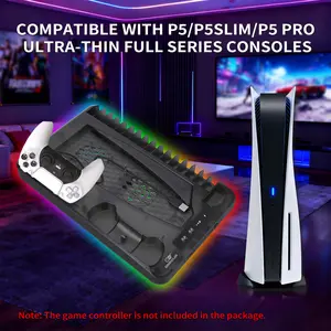 Digit hub P58 Charging Base Cooling Bracket Compatible With PS5 Console, Vertical Stand Cooling Fan, Multi-functional Cooling & Charging Station for PS5 Slim Pro All Model Universal Gaming Pad Stomp Pad