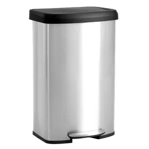 Matte Stainless 75 Liter/20 Gallon Step Trash Can with Rear Trash Bag Storage Compartment