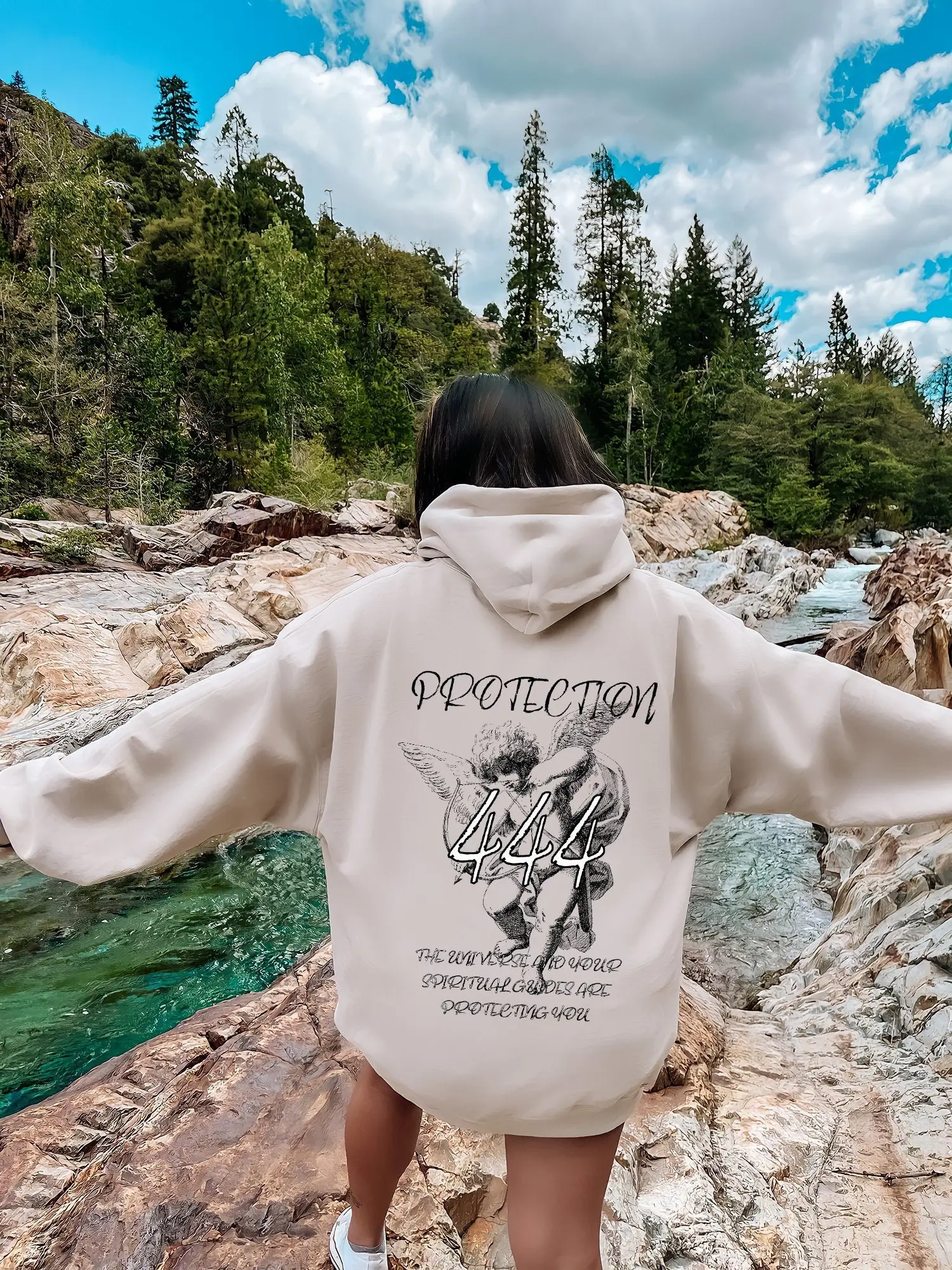 Angel Number 444 Hoodie, Protection Shirt, Women's Aesthetic Sweatshirt, Positive Energy Shirt, VSCO Hoodie, Spiritual Gifts For Her,G8801