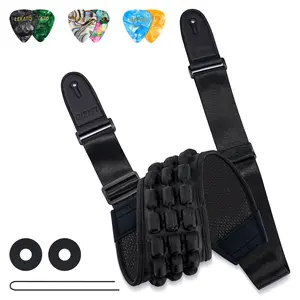 LEKATO TPU-001 3.5″ Wide Air Cell Cushions, Guitar Strap for Electric Guitar Bass, Padded Guitar Straps with Strap Locks, Picks, Adjustable Length from 47″ to 60″, Music Lovers Boys Girls Friends Gift