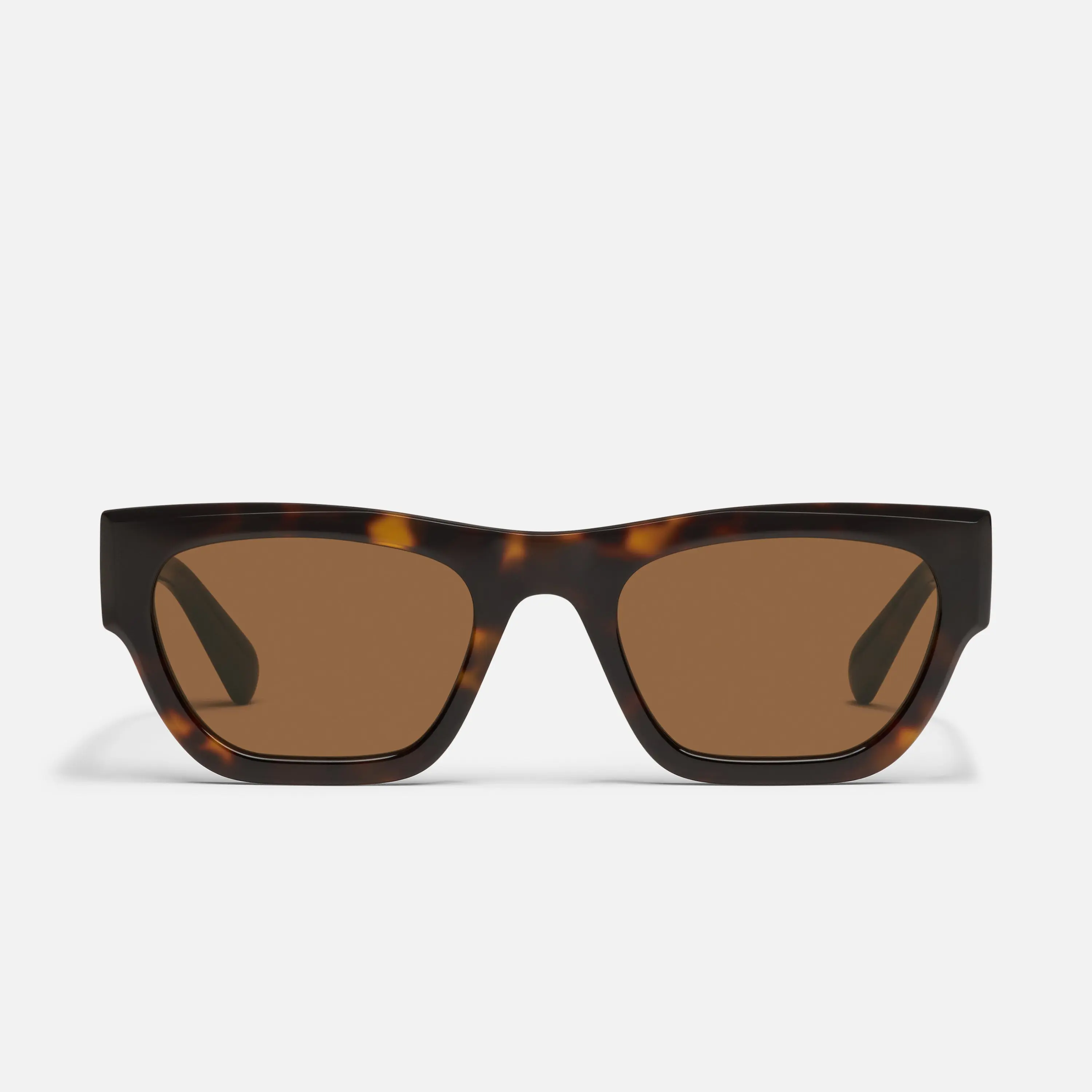 QUAY - NICE TRY Classic Narrow Square Cat Eye Sunglasses with Wide Temples & Beveled Brown Line Details Built-in Universal Nose Pads