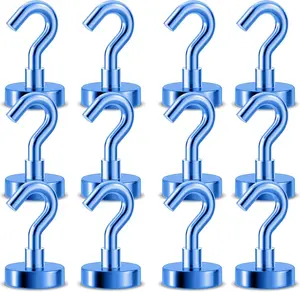 Hooks for Cruise Ship Cabins, 80 lbs Blue Hooks for Classroom, Travel Accessories,  with Hook for Grill, Fridge, 12 Pack