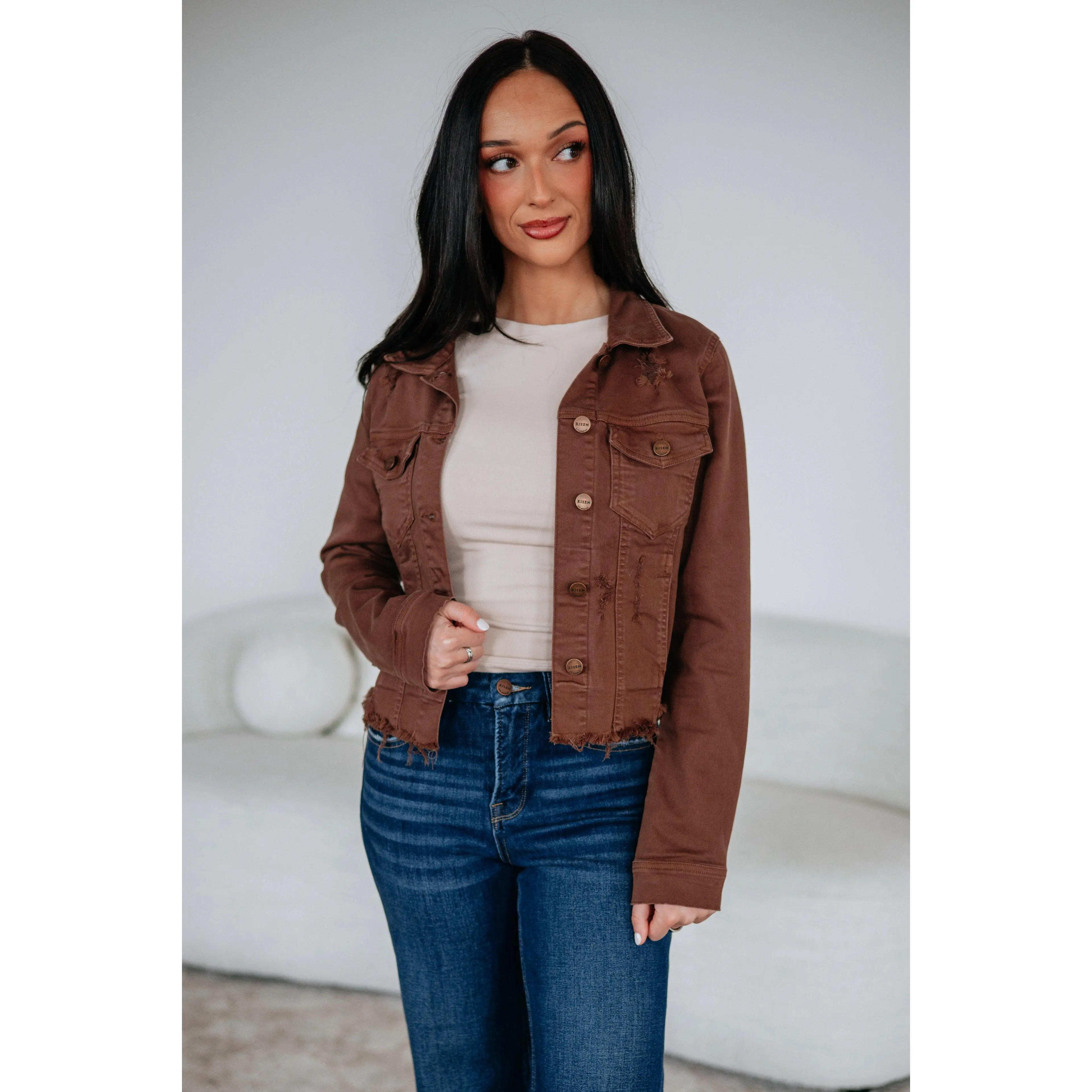Gemma Risen Denim Jacket - Mocha