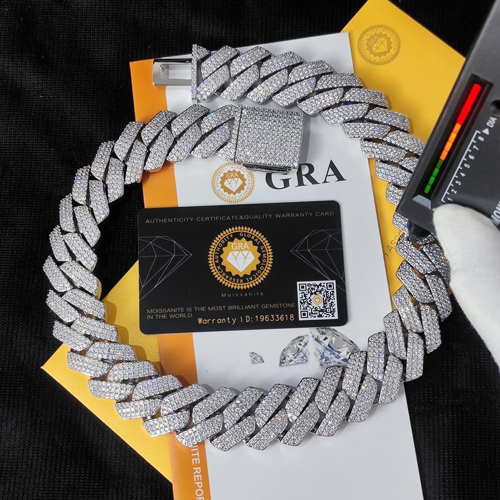 Custom 25MM S925 Sterling Silver Hip Hop Moissanite Cuban Link Chain Thick Miami VVS Cuban Necklace For Men Custom 25MM S925 Sterling Silver Hip Hop Moissanite Cuban Link Chain Thick Miami VVS Cuban Necklace For Men