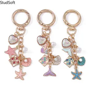 New Stylish Seashell, Mermaid Tail, and Starfish Keychain — Pearl, Shell, and Heart Charm Accessory