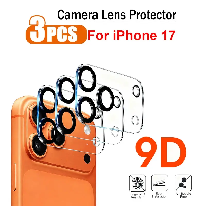 3-Pack Cellphone Camera Lens Protector Cover Compatible with Smartphone iPhone 17 Pro Max/17 Pro/16 Pro/16/15/14/13/12/11, 9h Hardness, Durable, Anti-Scratch, Anti-Bubble, Protective, Accessories, Protection
