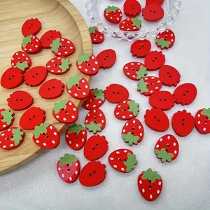 50/100pcs Strawberry-Shaped Wooden Buttons in Red and Pink for Scrapbooking, Sewing, DIY Crafts - All-Season Embellishment, Perfect for Winter, New Year