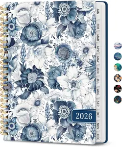 2026 Planner, Monthly and Weekly Calendar Planner for Women, Jan 2026 - Dec 2026, Hardcover Pretty 2026 Agenda Planner Book with Tabs, Spiral Bound, Perfect for School Office Home Supplies, 6.3" x 8.5" - Blue Floral