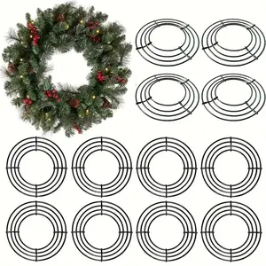 Glam Style Metal Wreath Frames, 12-Pack 10-14 Inch Round Wire Rings for DIY Christmas & New Year Party Home Decor Crafts Supplies