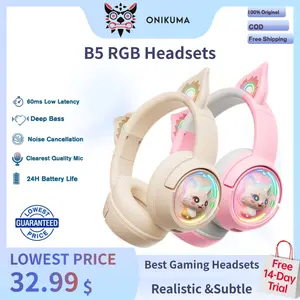 ONIKUMA B5 RGB Bluetooth5.3 Headset HIFI stereo Earphones surround Clear Mic No Delay Gaming Mode Headsets WIreless headphone noise-cancelling Gaming Headset