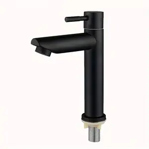 Baokemo Basin Faucet 1/2 Inch 304 Stainless Steel, Single Water Tap, Silver Color, Deck Mounted, Basin Sink Faucet, Bathroom Sink Faucet